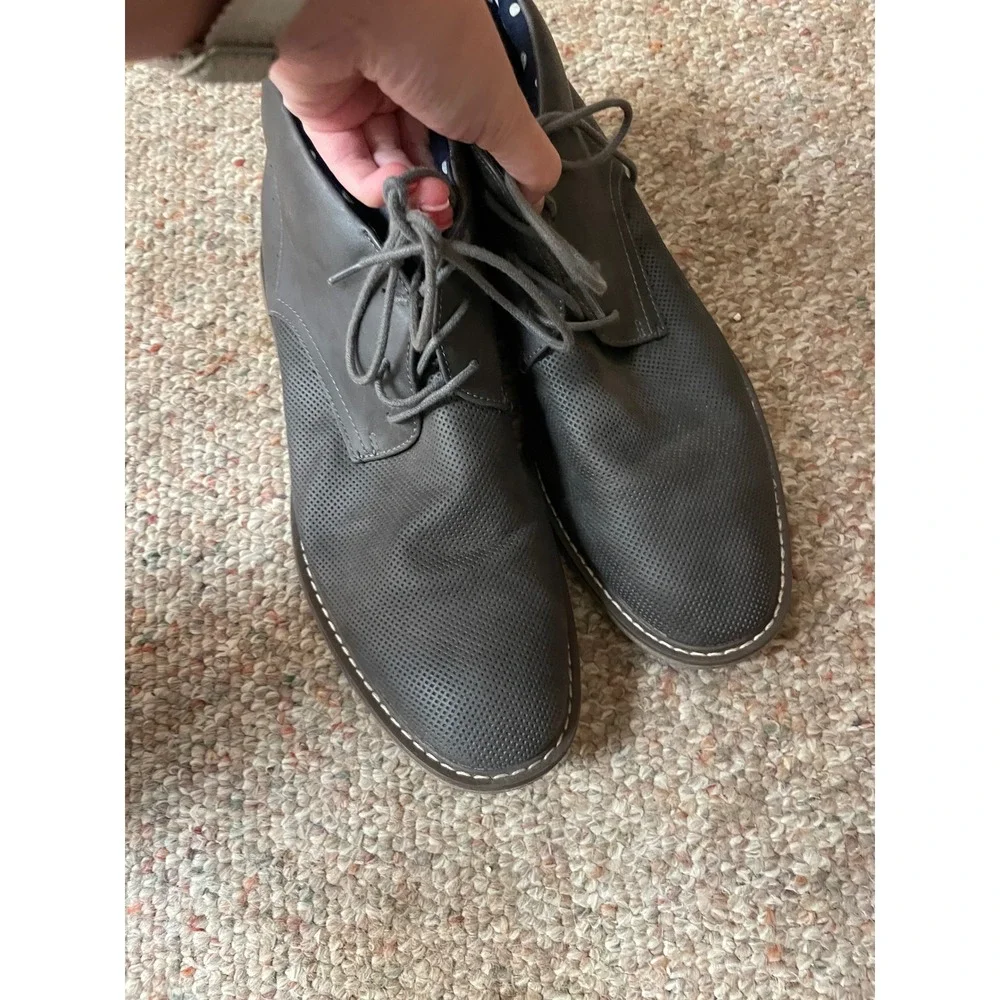 Steve Madden Charcoal‎ Grey Perforated Chukka Boots Lace Up Ankle Desert Shoes